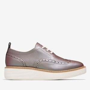 Cole Haan OriginalGrand Platform Wingtip Oxfords, Iridescent Ivory, Women's 8M